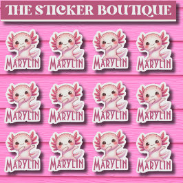 12 I ett anpassat Cute-namn Dabbing Axolotl-etiket Klistermärken