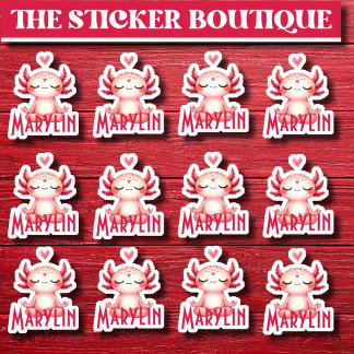 12 I ett anpassat Cute-namn som medlar Axolotl Klistermärken