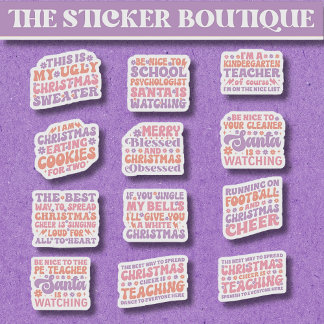 12 In One Festive Cute Retro Christmas Cheer  Klistermärken
