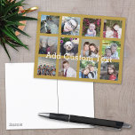12 Insta Photo Collage med Guld-bakgrund Vykort<br><div class="desc">Lägg till ditt favoritprogram bilder i den här roligten-mallen. Du kan använda Instagram-foton eller eventuella foton för det här rutnätet.</div>