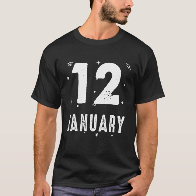 12 januari Party-årsdagen T Shirt (Framsida)