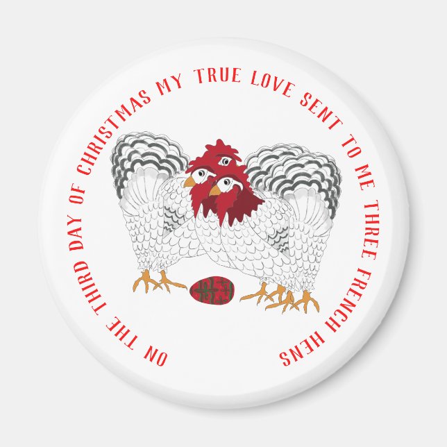 12 Juldagar 3 Franskars höns Magnet (Framsidan)