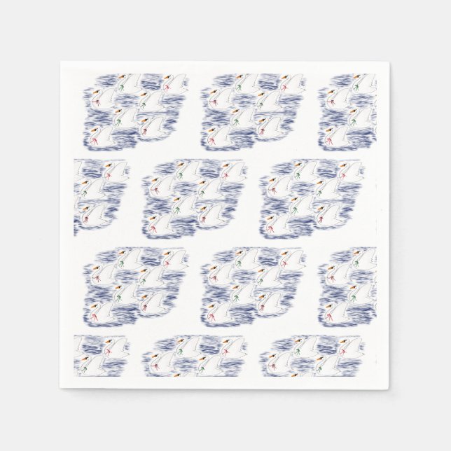 12 Juldagar 7 Svanar A-Swimming Pappersservett (Framsidan)