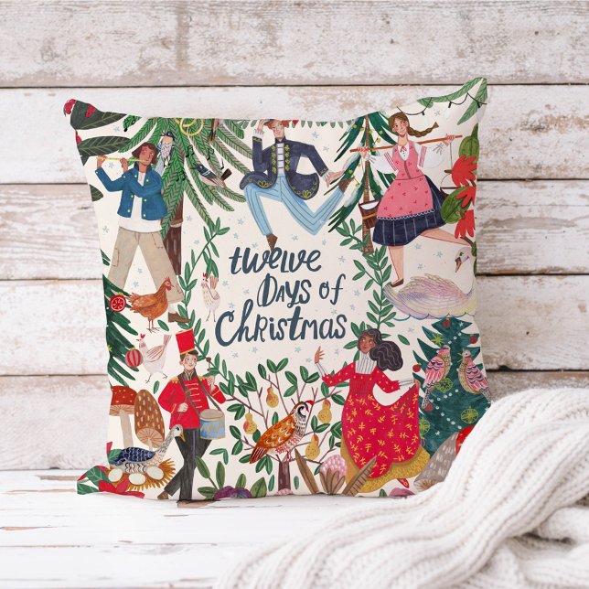 12 juldagar ecru kudde (Twelve days of Christmas vintage retro children kids home decor.
)