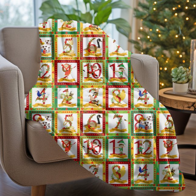 12 Juldagar Fleecefilt (12 Days of Christmas Fleece Blanket)
