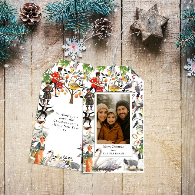 12 juldagar fototagg presentetikett (12 Days of Christmas Photo Gift Tag)