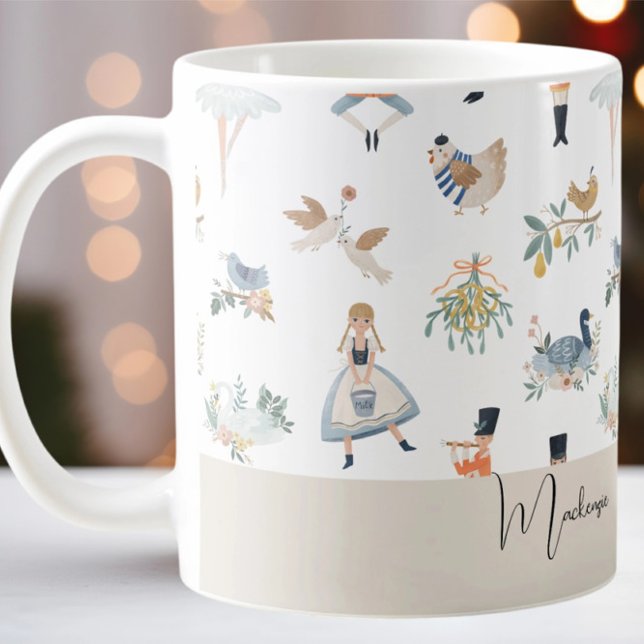12 Juldagar i Helgdag Mönster Kaffemugg (12 Days of Christmas Holiday Pattern Coffee Mug by Ricaso. A personalized mug with your own text
)