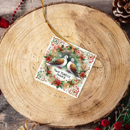 12 Juldagar Två turturduvor Julgransprydnad Keramik