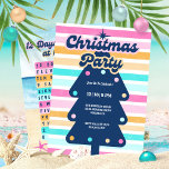 12 Juldagar vid Beach Retro Party Inbjudningar<br><div class="desc">Gör ett stänk med dessa kustinbjudningar som blandar julens magiska charm med en helgdag återfallsvampar. Den främre sidan är designad i ett stil och har färgstark rand och en årgång i träd med dina party-detaljer i mitten. Den omvända sidan har en vattenfärgsbakgrund och "Tolv dagar jul"-texter med en tropisk vrid....</div>