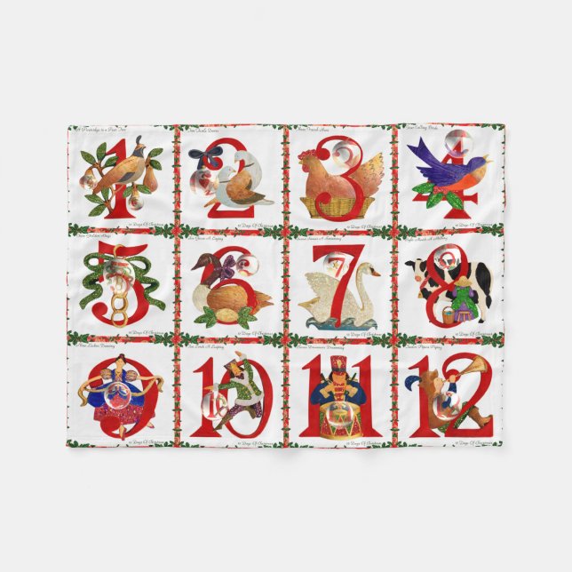 12 juldagars Quilt Printpresenter Fleecefilt (Framsidan (Horisontell))