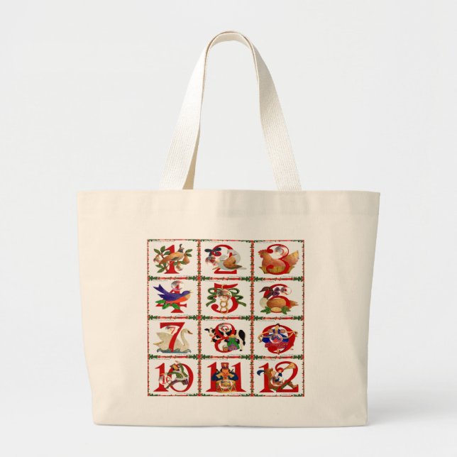 12 juldagars Quilt Printpresenter Jumbo Tygkasse (Framsidan)