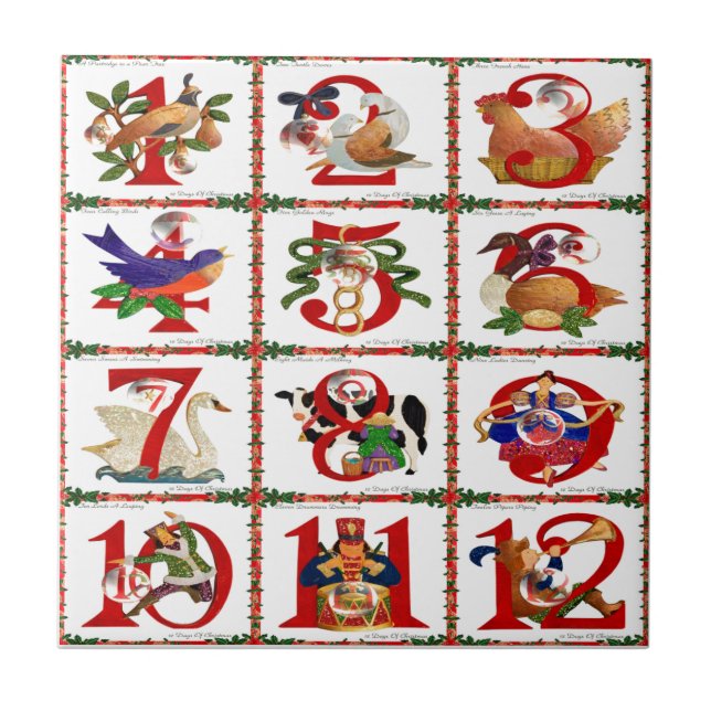 12 juldagars Quilt Printpresenter Kakelplatta (Framsidan)
