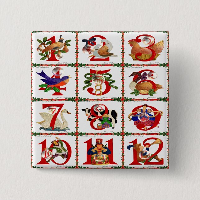 12 juldagars Quilt Printpresenter Knapp (Framsida)