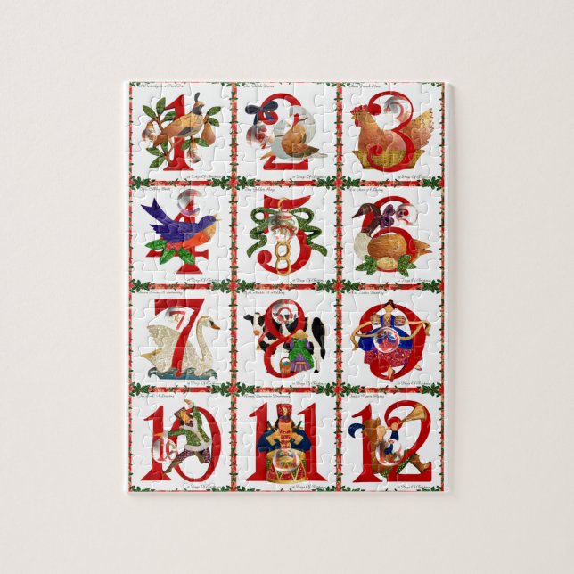 12 juldagars Quilt Printpresenter Pussel (Vertikal)