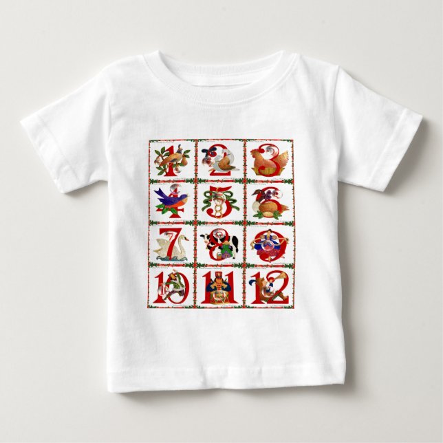 12 juldagars Quilt Printpresenter Tee (Framsida)