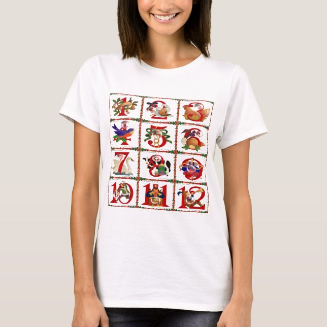 12 juldagars Quilt Printpresenter Tee (Framsida)