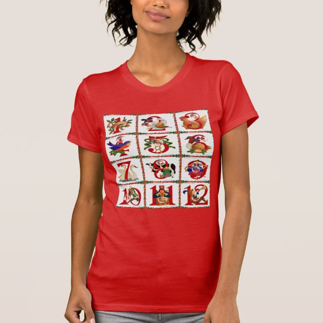 12 juldagars Quilt Printpresenter Tee (Framsida)