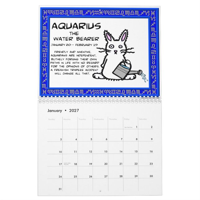 12 kaniner av kalendern för Zodiac 2011 Kalender (Jan 2027)