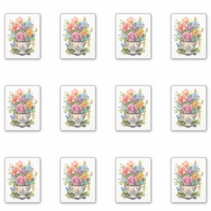 12 Kopp i Blommor Klistermärken