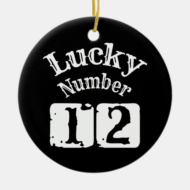 12 - Lucky Number 12 Tur Julgransprydnad Keramik (Framsidan)