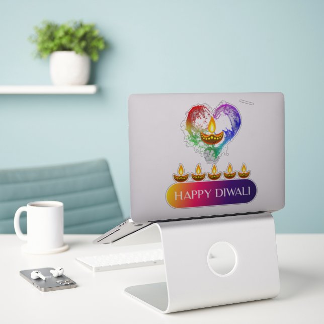 #12.Lycklig Diwali, Indiens ljus festival Klistermärken (Laptop På Skrivbordet)
