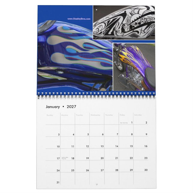 12 månader 2013 anpassningsbar motorcykelmålning m kalender (Jan 2027)