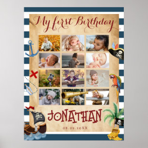 12 månaders fotokollage för första året poster