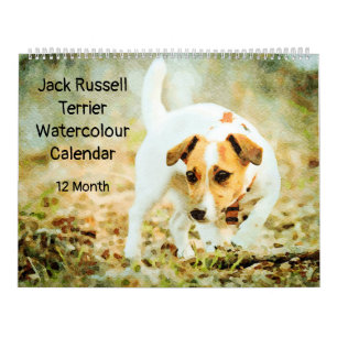 12 månaders Jack Russell Terrier Hundar Watercolor Kalender
