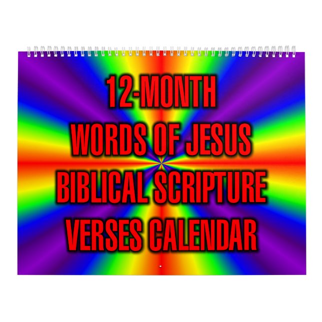 12-månaders Jesu-ord Bibliska skriftställen Kalender (Omslag)