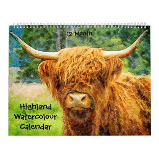 12 månaders målarfärg på höglandskägget kalender