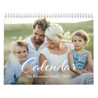 12 månaders modern skriptfamilj anpassad foto kalender