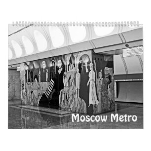 12 månaders Moskva Metro i svartvitt Kalender
