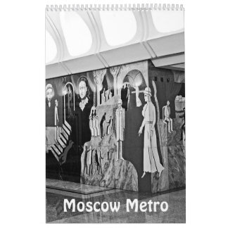 12 månaders Moskva Metro i svartvitt Kalender