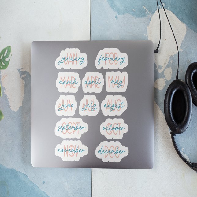 12 månaders programmärke klistermärken (12 Month Planner Stickers)