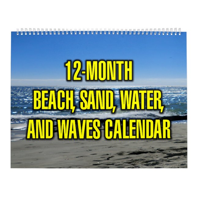 12-månaders strand, sand, vatten och vågor kalender (Omslag)