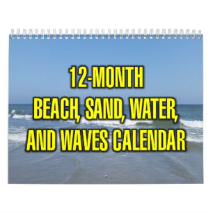 12-månaders strand, sand, vatten och vågor kalender