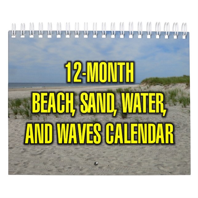 12-månaders strand, sand, vatten och vågor kalender (Omslag)