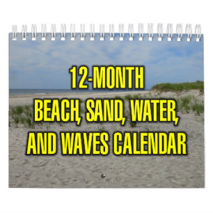 12-månaders strand, sand, vatten och vågor kalender