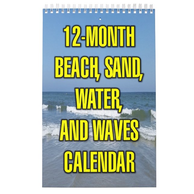 12-månaders strand, sand, vatten och vågor kalender (Omslag)