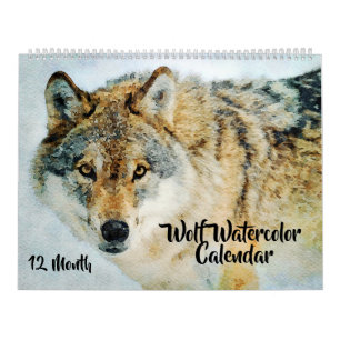 12 månaders Varg - färgtonsfärg Vargar målning Kalender