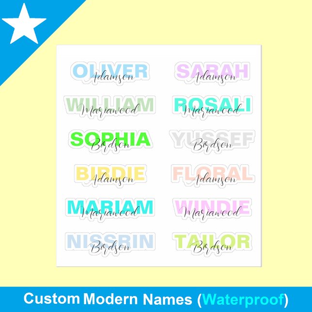 12 Moderna Färgrika Namn, Bästa Vattentäta Klister Klistermärken (trendy name stickers
waterproof school labels
modern name tags)
