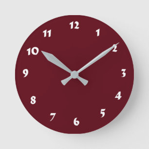 12 Nummerval att välja från Burgundy Clock Rund Klocka