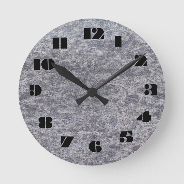 12 Nummerval att välja från Grått Marble Clock Rund Klocka (Framsida)