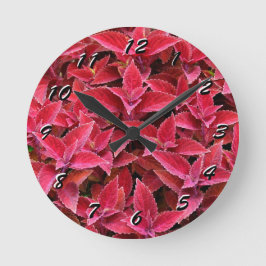 12 Nummerval att välja från Red Coleus Clock Rund Klocka