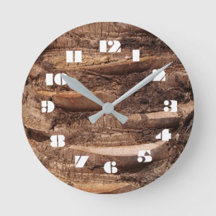 12 Nummerval att välja - Träd Bark Clock Rund Klocka