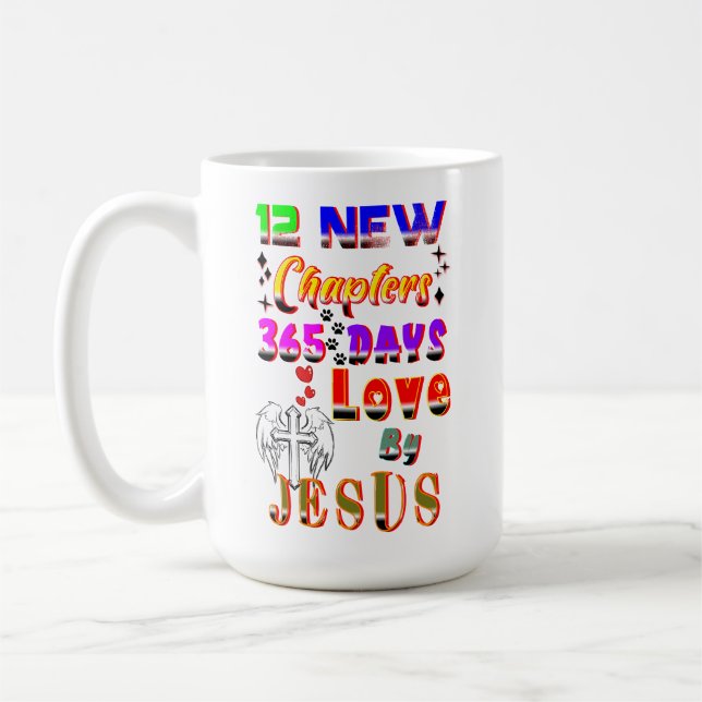 12 nya kapitel 365 dagar Kärlek av Jesus Kaffemugg (Vänster)