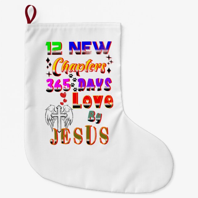 12 nya kapitel 365 dagar Kärlek av Jesus Stor Julstrumpa (Framsidan)