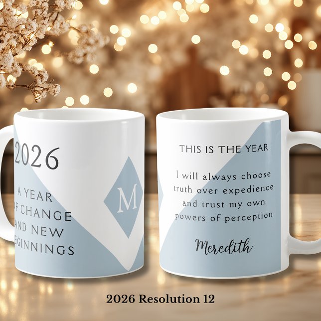 12. Nyårsresolution för 2026 År för förändring  Kaffemugg (2026 Year of Change and New Beginnings Dusty Blue Resolution 12 Coffee Mug)
