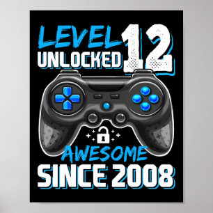 12 Olåst Fantastisk 2008 Video Game 12:e födelseda Poster