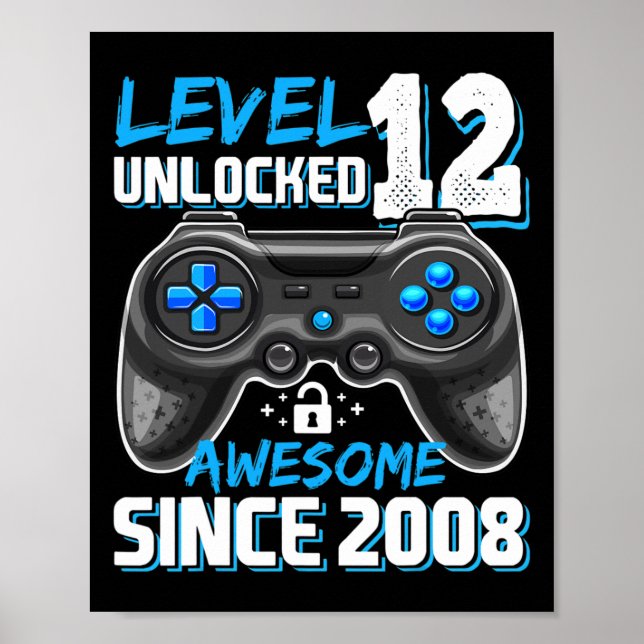 12 Olåst Fantastisk 2008 Video Game 12:e födelseda Poster (Framsidan)